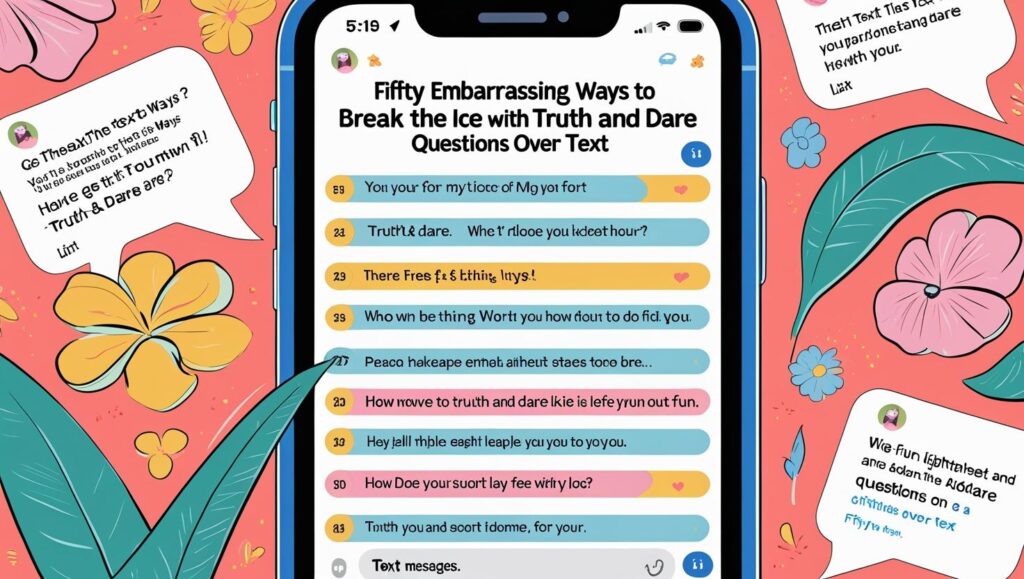Truth and Dare Questions over Text : Fifty Embarrassing Ways to Break the Ice with Truth and Dare Questions Over Text